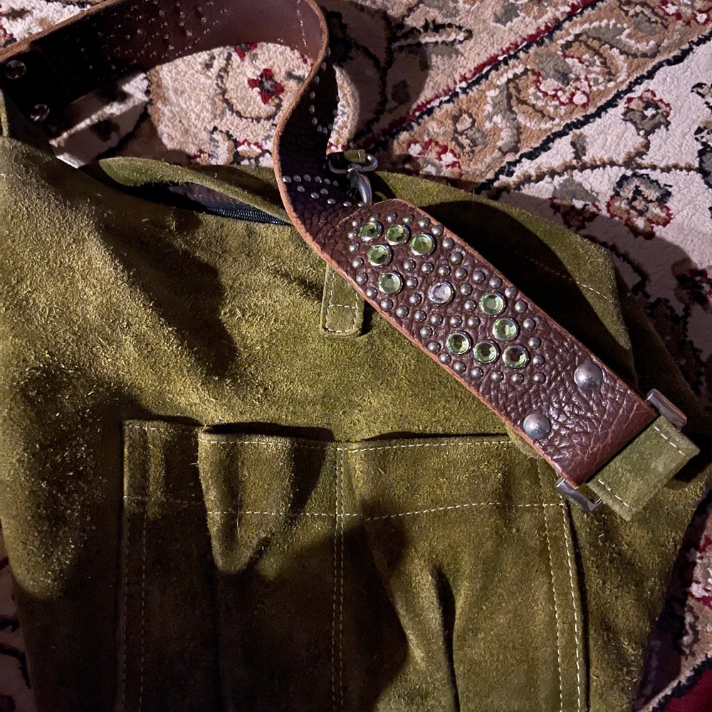 Tylie Malibu green suede shoulder bag